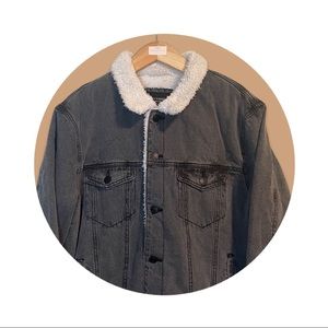 Gray Jean Jacket with White Fur